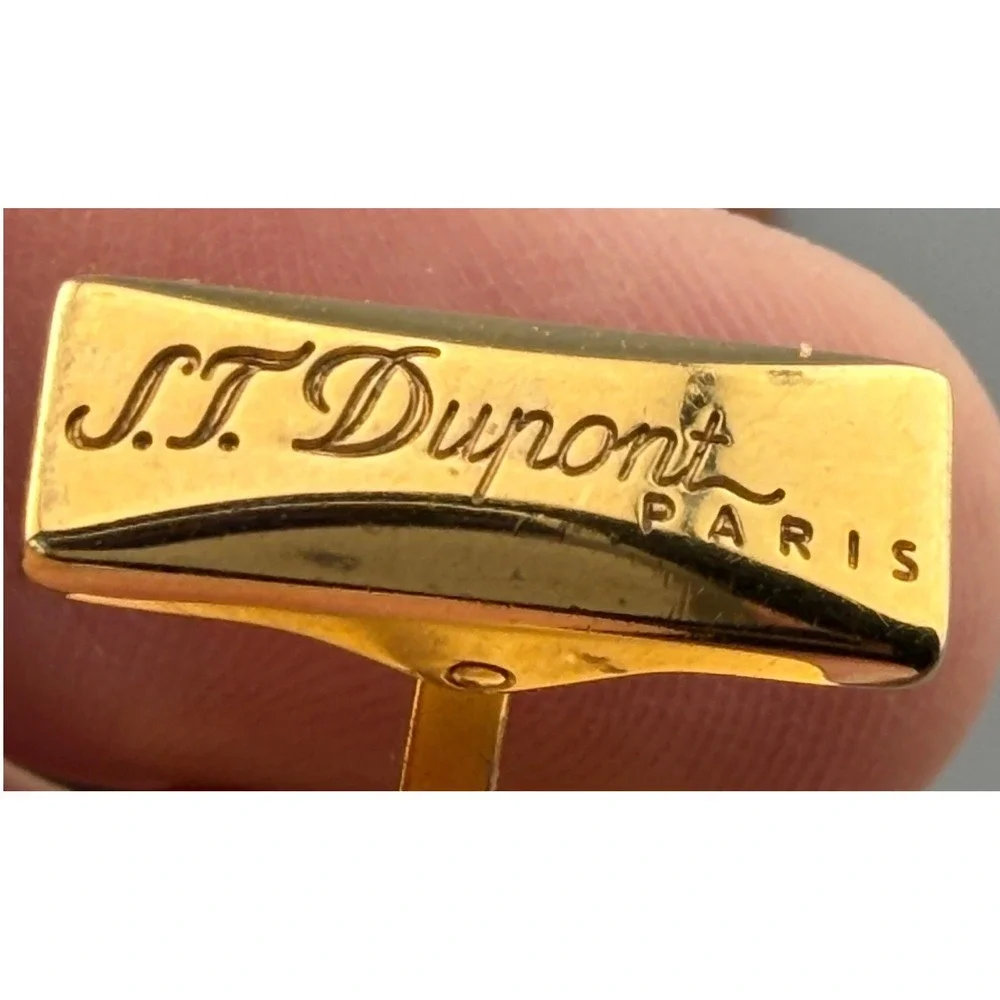 Vintage Horse Cufflinks S.T. Dupont Paris Gold Tone Enamel Signed Heavy